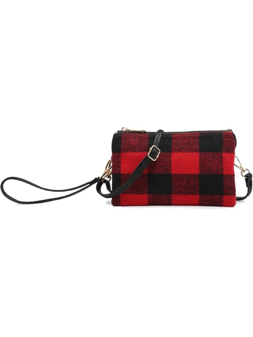 Plaid Crossbody Bag, Vegan Leather Wristlet Wallet, Clutch Purse for Women